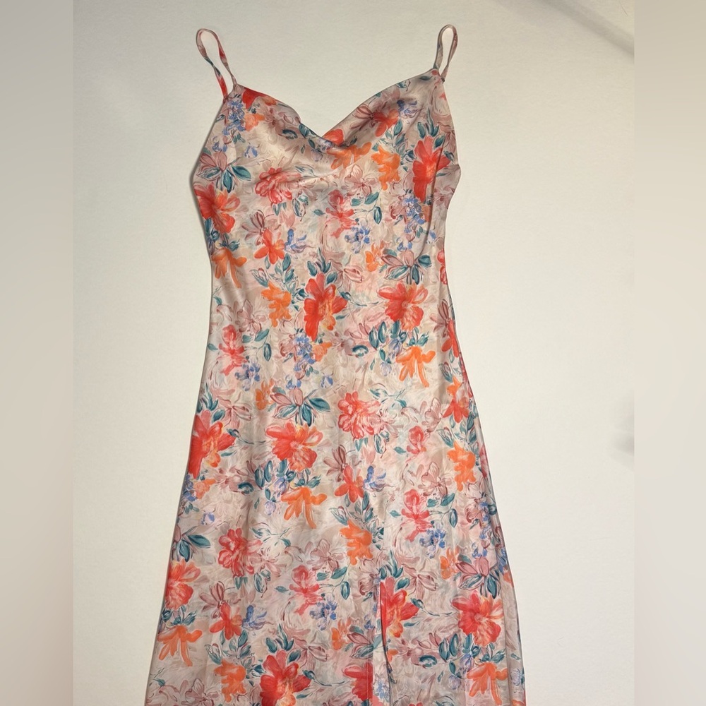 Floral Slip Dress with Leg Slit